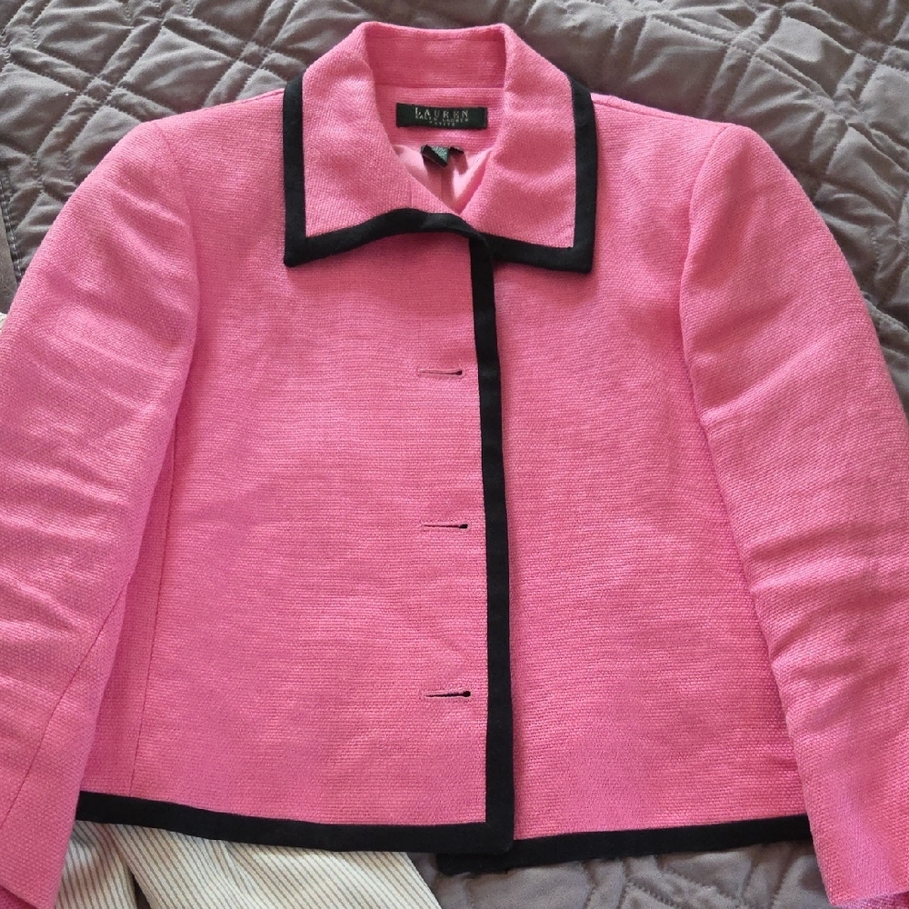 Ralph Lauren Pink Blazer with Black Trim